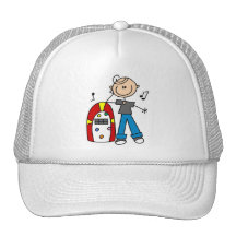 Stick Figure Boy with Jukebox Tshirts and Gifts Hats