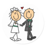 Stick Figure Bride and Groom Invitations stickers