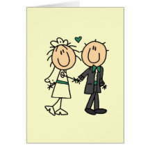 Stick Figure Bride and Groom T-shirts and Gifts Greeting Cards