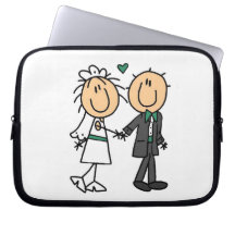 Stick Figure Bride and Groom T-shirts and Gifts Laptop Sleeve