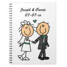 Stick Figure Bride and Groom T-shirts and Gifts Spiral Notebooks
