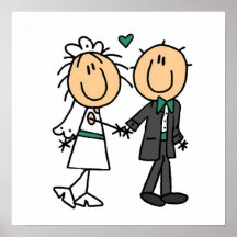 Stick Figure Bride and Groom T-shirts and Gifts Poster