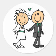Stick Figure Bride and Groom T-shirts and Gifts Sticker