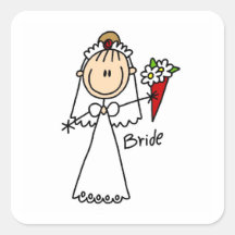 Stick Figure Bride T shirts and Gifts Square Stickers