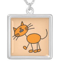 Stick Figure Cat Necklace