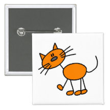 Stick Figure Cat T-shirts and Gifts Buttons