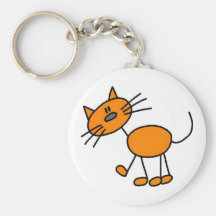 Stick Figure Cat T-shirts and Gifts Key Chain