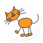 Stick Figure Cat T-shirts and Gifts Round Sticker