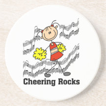 Stick Figure Cheering Rocks T-shirts and Gifts Coasters