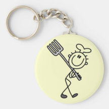 Stick Figure Chef with Fork Tshirts and Gifts Key Chains