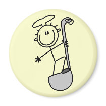 Stick Figure Chef with Ladle Fridge Magnet