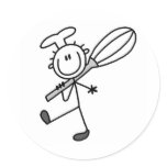 Stick Figure Chef with Whipper Round Sticker