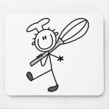 Stick Figure Chef With Whisk Mousepads