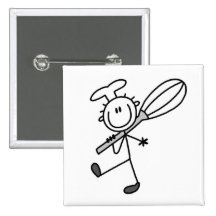 Stick Figure Chef With Whisk Pinback Button