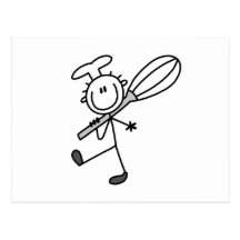 Stick Figure Chef With Whisk Post Card