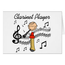 Stick Figure Clarinet Player Tshirts and Gifts Greeting Card
