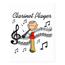 Stick Figure Clarinet Player Tshirts and Gifts Post Cards