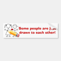 Stick Figure Couple With Heart Drawn Together Cute Bumper Sticker