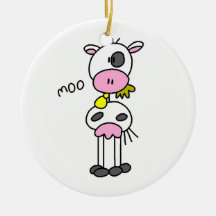 Stick Figure Cow T-shirts and GIfts Ornament