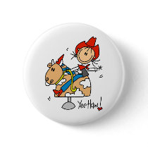 Stick Figure Cowgirl Yee Haw Button