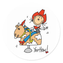 Stick Figure Cowgirl Yee Haw Stickers