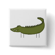Stick Figure Crocodile tshirts and Gifts Pinback Button