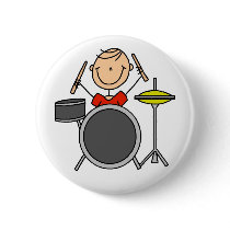 Stick Figure Drummer Button