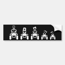 Stick Figure Family on ATVs Bumper Stickers