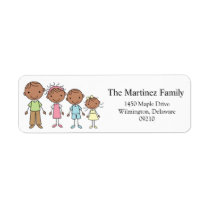 Stick Figure Family Return Address Labels labels