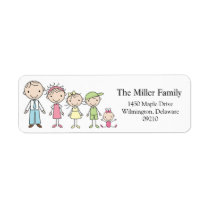 Stick Figure Family Return Address Labels labels