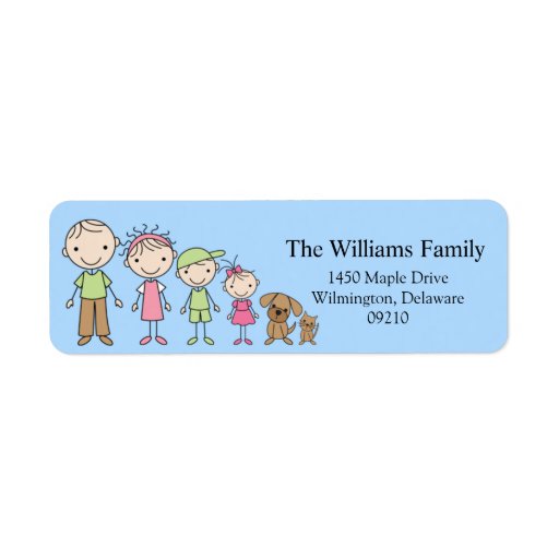 Stick Figure Family Return Address Labels