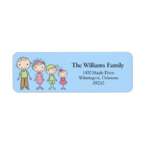 Stick Figure Family Return Address Labels labels