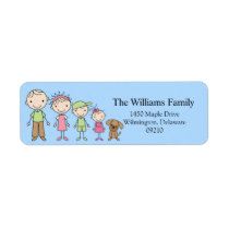 Stick Figure Family Return Address Labels labels