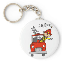Stick Figure Firefighter to the Rescue Keychain