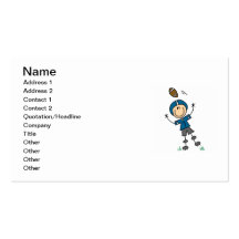Stick Figure Football Blue Business Cards