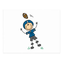 Stick Figure Football Blue Postcards