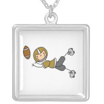 Stick Figure Football Gold Custom Necklace