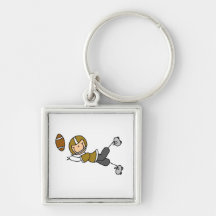 Stick Figure Football Gold Keychains