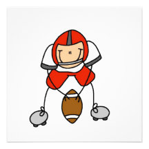 Stick Figure Football Red Invitations