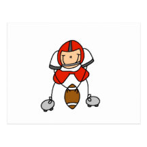 Stick Figure Football Red Postcards