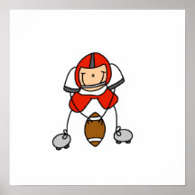 Stick Figure Football Red Poster