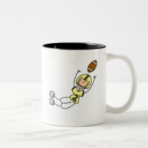 Stick Figure Football Yellow Mugs