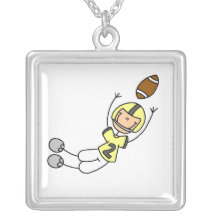 Stick Figure Football Yellow Pendants
