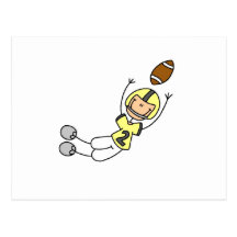 Stick Figure Football Yellow Post Cards