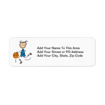 Stick Figure Girl Basketball Player Tshirts Custom Return Address Label