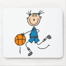 Stick Figure Girl Basketball Player Tshirts Mousepads