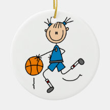 Stick Figure Girl Basketball Player Tshirts Christmas Ornaments
