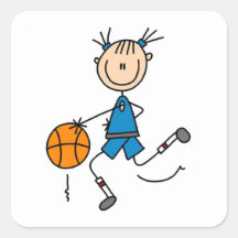 Stick Figure Girl Basketball Player Tshirts Sticker