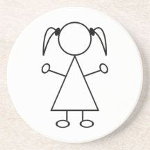 Stick Figure Girl Beverage Coasters