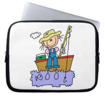 Stick Figure Girl Fishing Computer Sleeves